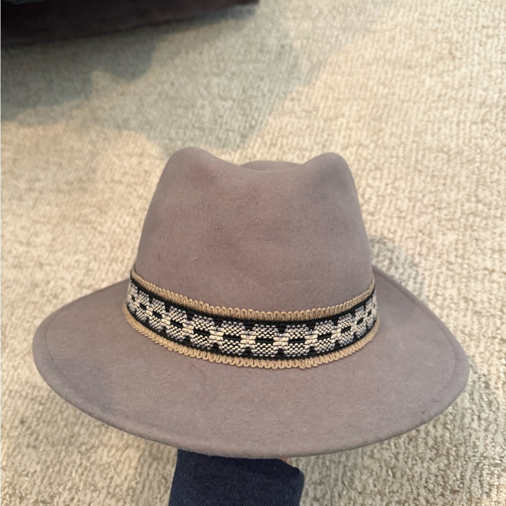 Briton Gray Fedora Hat with Patterned Band
